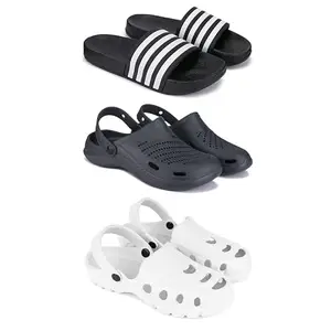 Lightweight,Classic Slider || Sandals with Clogs for Men-Combo(3)-3024-3146-3139-9 White(COMBO(3)-3024-3146-3139-9_BZ)