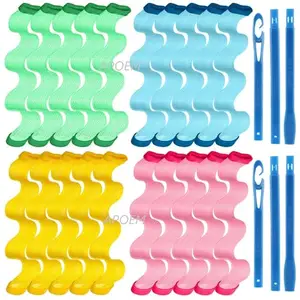 APOEM 42 Pieces Spiral Curlers Wave Curls Kit, No Heat Hair Curlers Styling, 40 Pieces Hair Curler Rollers Curling Rods 2 Pieces Styling Hooks for Hair Supplies (25 cm B/ 9.84 Inch)