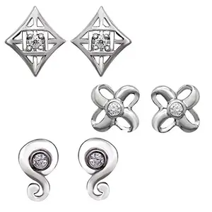 Om Jewells Combo Of 3 Stud Earrings With Crystal Stones CO1000018