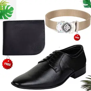 Relaxed Trendy Formal Shoes/Party Shoes/Shoes Combo with Free Wallet & Belt for Men and Boys (BAZAAR434_AXR-TC-301) Multicolor