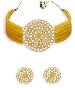 Yellow Big Choker Necklace for Women, Bold Jewelry with a Statement Design and Eye-Catching Style