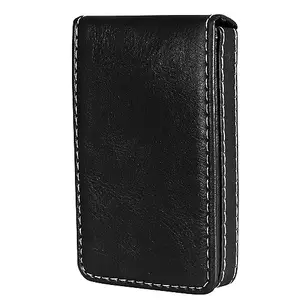SRJMH Lorem Black Small Pocket Sized ID, Credit-Debit Card Holder with Magnetic Shut Button for Men & Women WL614-A