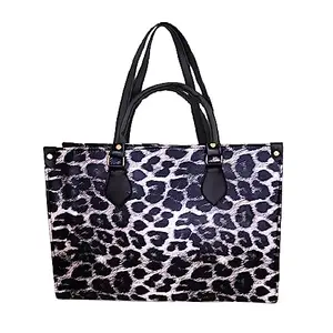 ANESHA Top Handle Shoulder Bag for Women, Trendy Designer Large Hobo Double Sling Large Handbag Synthetic Leather Shoulder Bag Pack of 1 (14.5 x 10.5 x 5.5 Inches) (BLACK LEOPARD)