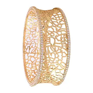 RATNAVALI JEWELS Gold Plated White American Diamond Fashion Jewelry Kada Bangle for Women RV3389-2.8