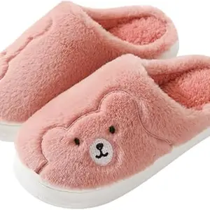 Soft Warm Woolen Eva Slippers for Women and Men Casual Flats Home Footwear Closed Toe Couple Indoor Soft Comfortable Sole Slides (Pink uk6)