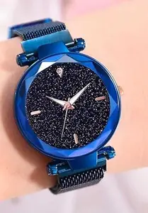 GIFFEMANS Designer Blue Color Diamond Studded Analogue Quartz Exclusive Stylish Belt Wrist Watch