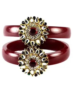 MAYA FASHION Maroon Stone Acrylic-Brass Bangle With Very Extra Large Size Elegant Extra Large Size Bangle | Perfect Fit for Plus Size banglesTrendy and Comfortable Fit for woman and girls | (Sku-ban1460)