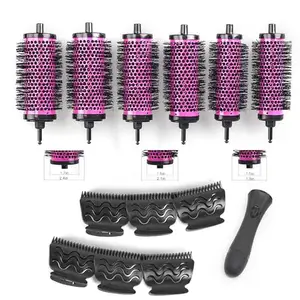 XCELLENT GLOBAL XG Round Hair Brush Set with Detachable Barrels Styling Tool, 6 Barrels 1 Handle 6 Clips, Small Medium Large