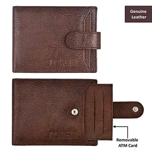 Brown Bi-Fold Genuine Leather 7 ATM Removable Card Slots Wallet for Men WL501