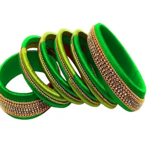 pratthipati's Silk Thread Bangles New Plastic Bangle With Parrot Green Color (Light Green) (Pack of 10) (Size-2/4)