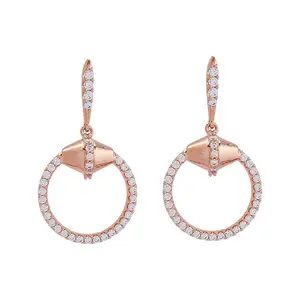 Kushal's Fashion Jewellery White Rose Gold Plated Zircon Earring - 412853