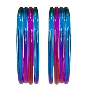 BANGLESKART Plain Crystal Glass Bangles Set of 8 for Women & Girls | 3mm Thick Glossy Glass Bangles | Traditional & Everyday Wear Jewelry (Multiple Colors, Sizes