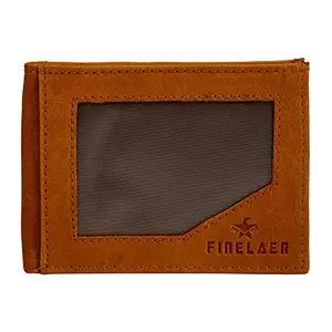 FINELAER Leather Slim Front Back Pocket Wallets for Men (Tawny)