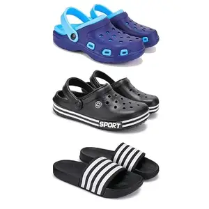 Lightweight Classic Clogs || Sandals with Slider for Men-Combo(3)-3019-3014-3024-9 Black(COMBO(3)-3019-3014-3024-9_BZ)