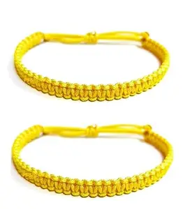 Veena Pack of 2 Handmade Thread Bracelet Macrame Cord Adjustable Buri Nazar Protection Avoid Negative Energy Wristband Dhaga 100% Skin Friendly for Girls Boys Men Women Nazariya FK42