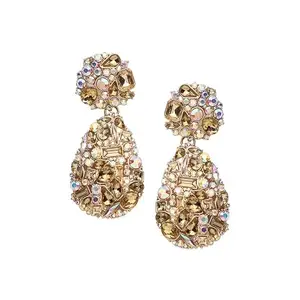 SOHI Women's Amber Gold Cluster Drop EarringsFor Casual Wear | Push Back Closure | Alloy Material | Artificial Stone Drop Earrings | Earrings For Woman & Girls