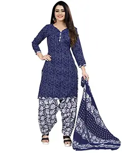 Rajnandini Women's Cotton Printed Unstitched Salwar Suit Material(JOPLVSM4237-P) (Blue-1)