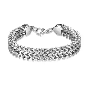 THE MEN THING ITALIAN MESH CLAW - Stainless Steel Italian trending Style, double-layer thick 10mm Bracelet, 8 inch with Lobster Claw Buckle for Men & Boy