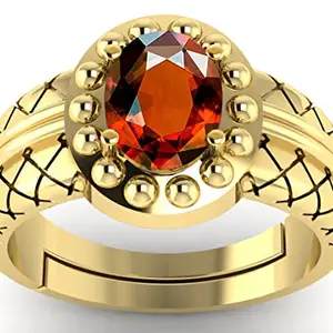 DINJEWEL 14.25 Ratti 13.00 Carat Natural Gomed Gemstone Adjustable Ring Gold Plated Ring for Man and Women's