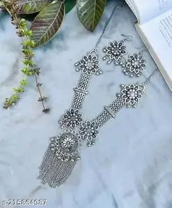 OXI Oxidised Round Chain Pendant Long Necklace For Girls and women's Design_147