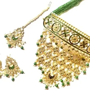 Necklace, Earring, Maang Tikka & Nose Ring Set Jewellery Set_22