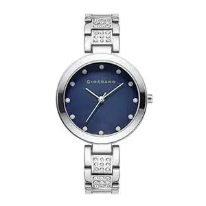 Giordano Eleganza Collection Analog Watch for Women with Crystal-Studded Strap & Diamond Indices