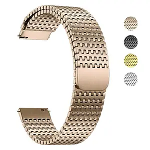 Fullmosa 22mm Stainless Steel Watch Strap for Samsung Galaxy Watch 3 45mm/Huawei GT3/GT 2 46mm, Mesh Loop Magnetic Clasp Watch Band for Fossil Gen 6/Noise Colorfit - Rose Gold