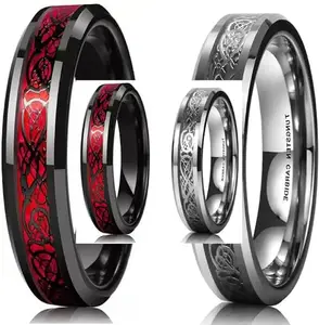 Women Combo Black Red & Black Silver Dragon Ring (IR644)