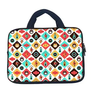 TheSkinMantra Chain Laptop Sleeve Bag Compatible with Laptop/Macbooks/Chrombook/Notebook/Zbook (14.1 Inch (Handle), Cat Checks Pattern)