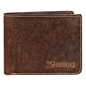 CROSSACK Men Formal, Casual, Travel, Trendy, Evening/Party Brown Genuine Leather RFID Wallet (9 Card Slots) | RFID Protected Leather Wallet for Men | Leather Wallet