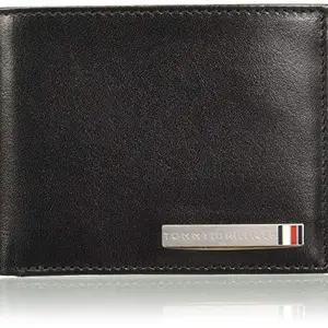 Tommy Hilfiger Titus Leather Passcase Wallet for Men - Black, 12 Card Slots