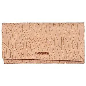 Sassora Women Ethnic, Trendy Beige Genuine Leather RFID Wallet (6 Card Slots)