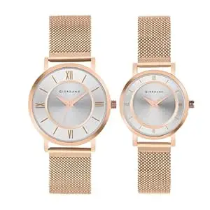 Giordano Analog Stylish Watch for Couple with Stylish dial with Roman Indicess and mesh Metal Strap
