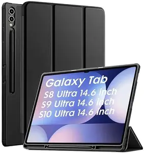 Forever MOBILES Samsung Galaxy Tab S8/S9/S10 Ultra Case, 14.6-inch Flip Stand Cover with S-Pen Holder, Auto Sleep/Wake, Black