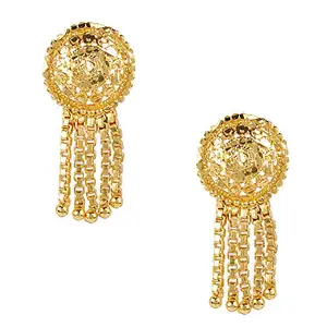 Shining Jewel - By Shivansh Shining Jewel 24K Traditional Gold Earring For Women With Tassels (SJ_1021)