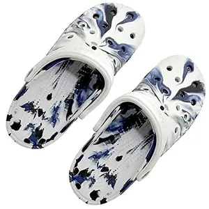 ZURU BUNCH® Men's Classic Casual Clogs/Sandals with Adjustable Back Strap for Adult | Comfortable & Light Weight | Stylish & Anti-Skid | Waterproof & Everyday Use Mules for Gents/Boys White Mix
