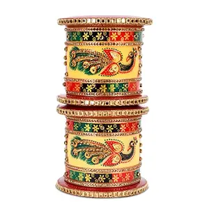 BRIDAL GARNISH Plastic Traditional Chuda Women Fashion Designer Plastic Kada Designer S (Peacock, 2.4)