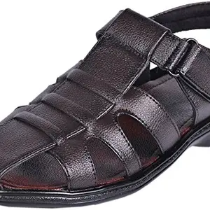 Azzaro Black Men Vintage Brown Sandals-7 UK/India (41EU) (Formal_25002_BRN_7)