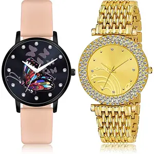 NEUTRON Designer Analog Black and Gold Color Dial Women Watch - GM377-G574 (Pack of 2)