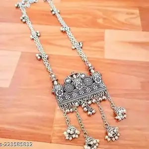 S R Oxidised Round Chain Pendant Long Necklace For Girls and women's Design_102