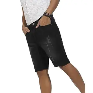Campus Sutra Men's Denim Shorts for Casual Wear | Dark-Wash | Regular Fit | Button Closure | Cotton Denim Shorts Crafted with Comfort Fit for Everyday Wear