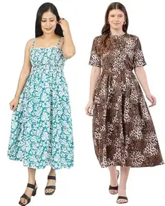 Miranga Women's Knee Length Dress, Pack of 2