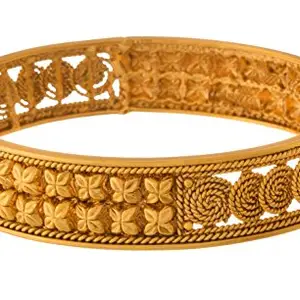 JFL - Jewellery for Less 1 g Gold Plated Floral Spiral Broad Bangle for Women,Valentine