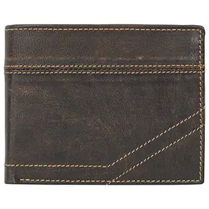 Leatherman Fashion LMN Genuine Leather Brown Men's Wallet (4 Card_ Slots)