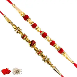 Rakhi set of 2, Rakhiya, Rakhi combo,with roli and chawal packet 32