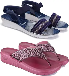 BERSACHE Extra Soft Classic Casual Flip Flops for Women with Regular wear | Ultra Soft & Flexibility Technology | Combo(PP)-1930-1868 Multicolor