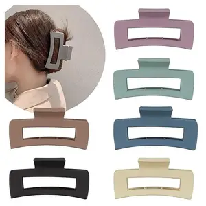 UVA WORLD Hair Claw Clips Strong Hold Rectangle Hair Claw 6 Pack Matte Solid Color Hair Jaw Clamp Non-Slip Catch Hair Clips Jumbo Hair Styling Accessories for Women Girls