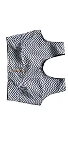 Golap Handloom Festive Collection Choli, Black and White Chevron Pattern, Sleeveless Blouse Top