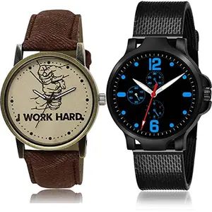 NIKOLA Exclusive Analog Brown and Black Color Dial Men Watch - BL46.29-(68-S-10) (Pack of 2)