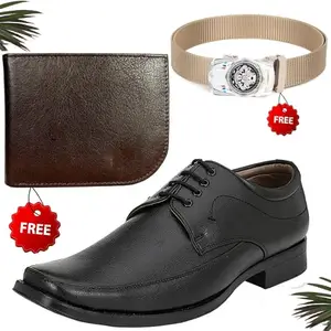 Graceful Formal Shoes/Party Shoes/Shoes Combo with Free Wallet & Belt for Men and Boys (BAZAAR2775_TCC-BR-1002) Multicolor